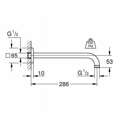 Braccio doccia a parete grohe rainshower 27488000 cromato 286 mm