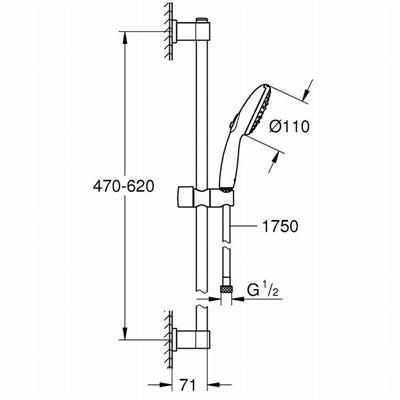 Saliscendi doccia grohe vitalio start 110 a 3 getti 26032001 cromato