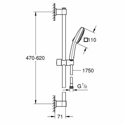 Saliscendi doccia grohe vitalio comfort 110 a 3 getti 26096001 cromato