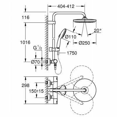 Colonna doccia grohe vitalio start system 250 26677001 termostatica cromata