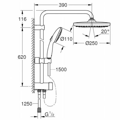 Colonna doccia grohe vitalio start system 250 26680001 con deviatore cromata