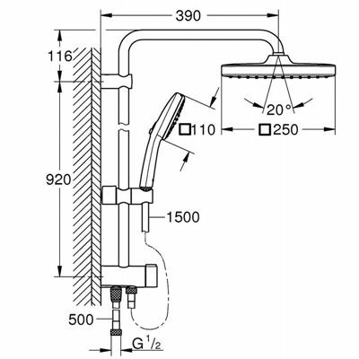 Colonna doccia grohe vitalio comfort 250 26986001 con deviatore cromata