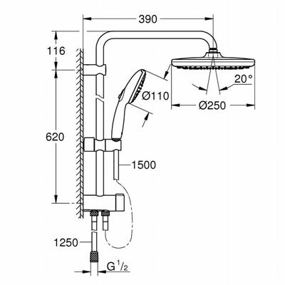 Colonna doccia grohe vitalio start system 250 266802431 con deviatore nero opaco