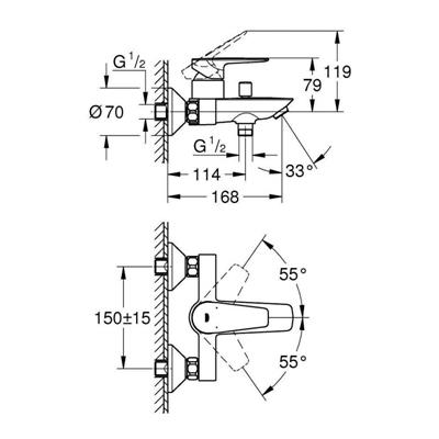 Miscelatore vasca/doccia esterno grohe startedge 24198001 cromato