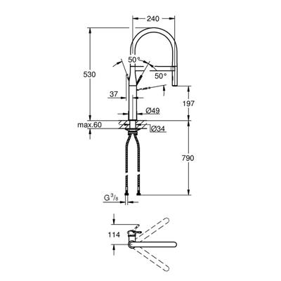 Miscelatore lavello grohe essence 30294000 cromato e nero con doccetta professionale