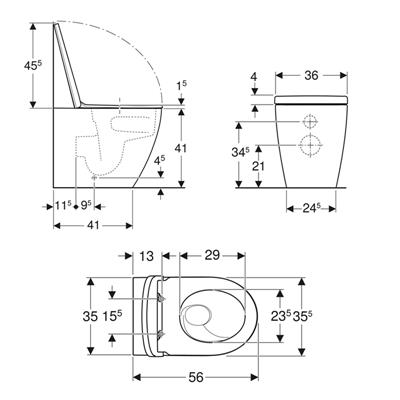 Vaso geberit icon 503.080.00.1 turboflush a terra con coprivaso soft-close