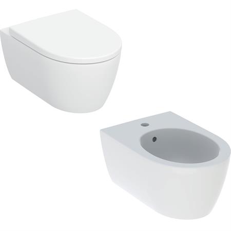 Coppia sanitari vaso bidet e coprivaso rallentato geberit icon sospesi turboflush