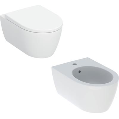 Coppia sanitari vaso bidet e coprivaso rallentato geberit icon sospesi turboflush