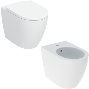 COPPIA SANITARI VASO BIDET E COPRIVASO RALLENTATO GEBERIT ICON A TERRA TURBOFLUSH