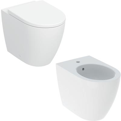 Coppia sanitari vaso bidet e coprivaso rallentato geberit icon a terra turboflush