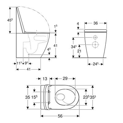 Coppia sanitari vaso bidet e coprivaso rallentato geberit icon a terra turboflush