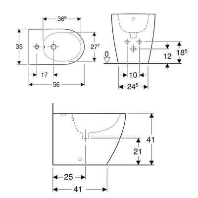 Coppia sanitari vaso bidet e coprivaso rallentato geberit icon bianco opaco a terra rimfree