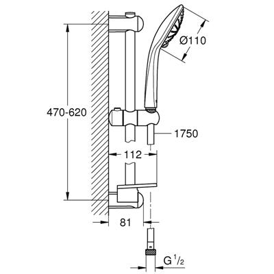Saliscendi doccia grohe euphoria 110 massage a 3 getti 27243001 cromato