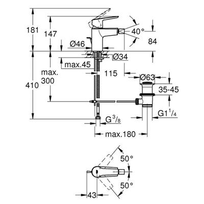 Miscelatore bidet grohe start 325602432 taglia s nero opaco