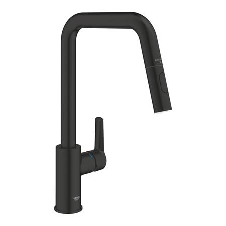 Miscelatore lavello grohe start 306312430 con doccetta estraibile nero opaco