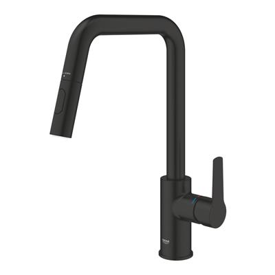 Miscelatore lavello grohe start 306312430 con doccetta estraibile nero opaco