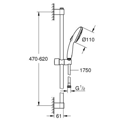 Saliscendi doccia grohe new tempesta 110 a 3 getti 27794003 cromato
