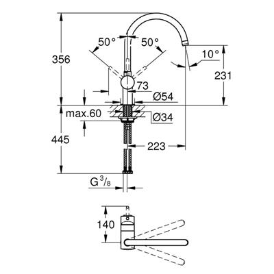 Miscelatore lavello grohe minta 32917000 bocca a C cromato