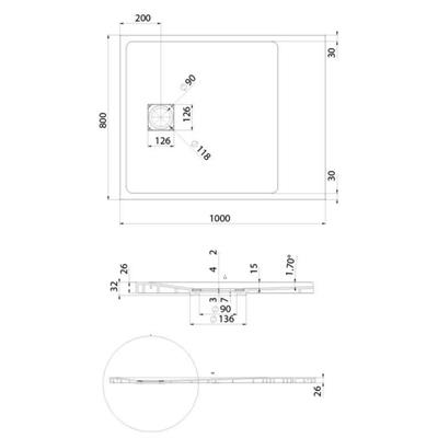 Piatto doccia jazz rettangolare 80x100 bianco effetto pietra slim