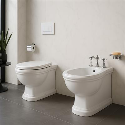Coppia sanitari vaso bidet e coprivaso tradizionale globo paestum a terra