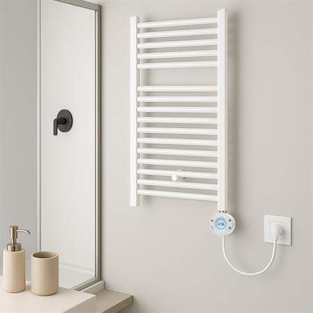 Termoarredo bagno elettra digitale h 770 l 500 interasse 450 mm bianco lucido