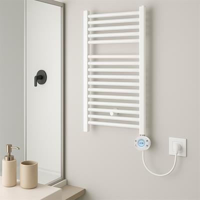Termoarredo bagno elettra digitale h 770 l 500 interasse 450 mm bianco lucido