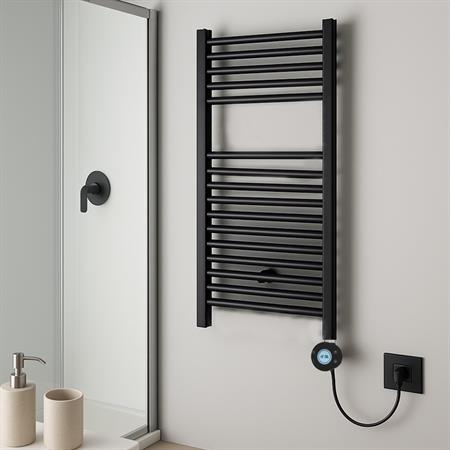 Termoarredo bagno elettra digitale h 770 l 500 interasse 450 mm nero opaco
