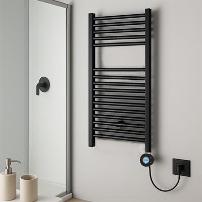 Termoarredo bagno elettra digitale h 770 l 500 interasse 450 mm nero opaco