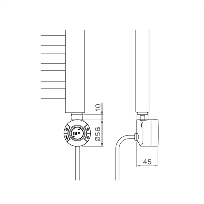 Termoarredo bagno elettra digitale h 770 l 500 interasse 450 mm nero opaco