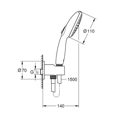 Set manopola doccia grohe tempesta 110 26406001 a 2 getti cromato