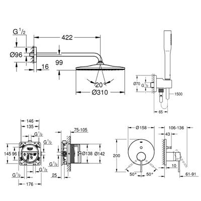 Set doccia grohe essence con soffione tondo 310 mono cromato