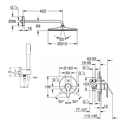Set doccia grohe start con soffione tondo 310 mono cromato
