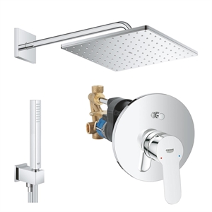 SET DOCCIA GROHE BAUEDGE CON SOFFIONE QUADRO 310 MONO CROMATO