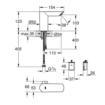 Miscelatore lavabo grohe bau cosmopolitan 36451000 elettronico a infrarossi