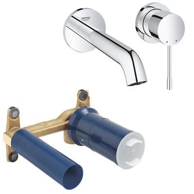 Miscelatore lavabo a muro grohe essence 19408001 cromato con corpo incasso