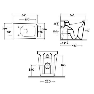 Coppia sanitari vaso bidet e coprivaso rallentato globo incantho castagno opaco a terra