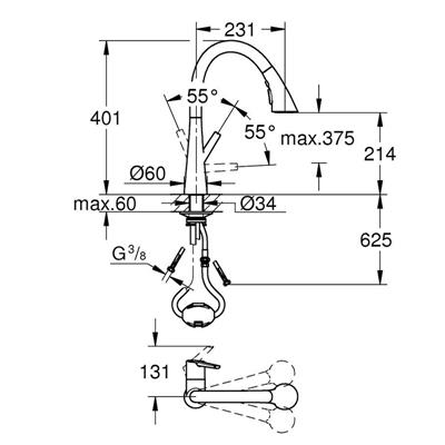 Miscelatore lavello grohe zedra 32294002 con doccetta estraibile cromato