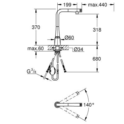 Miscelatore lavello grohe zedra smartcontrol 31593002 con doccetta estraibile cromato