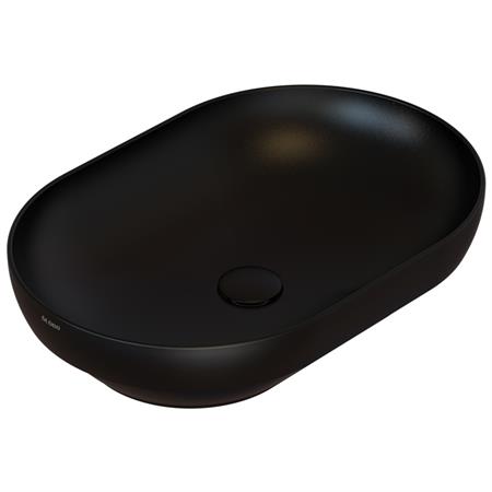 Lavabo da appoggio globo t-edge b6o61pn 60x41 cm in ceramica nero opaco con piletta inclusa