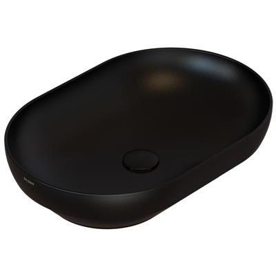 Lavabo da appoggio globo t-edge b6o61pn 60x41 cm in ceramica nero opaco con piletta inclusa