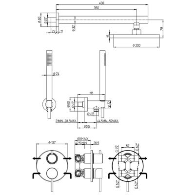 Set doccia paini cox 78yo433tcd doccia incasso soffione e doccetta nero opaco