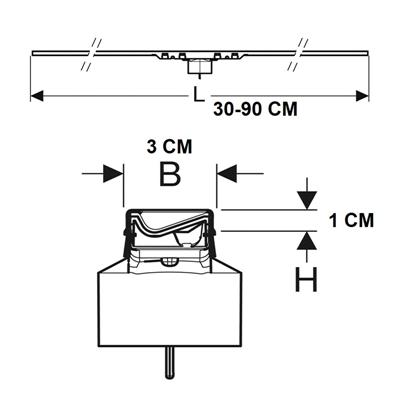 Canaletta doccia geberit cleanline50 a filo pavimento 30-90 cm acciaio inox spazzolato