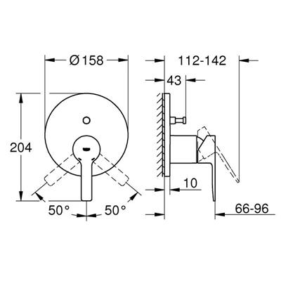 Miscelatore doccia incasso grohe lineare 24064001 con deviatore a 2 vie cromato