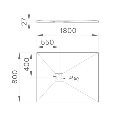 Piatto doccia stone rettangolare 80x180 bianco effetto pietra slim