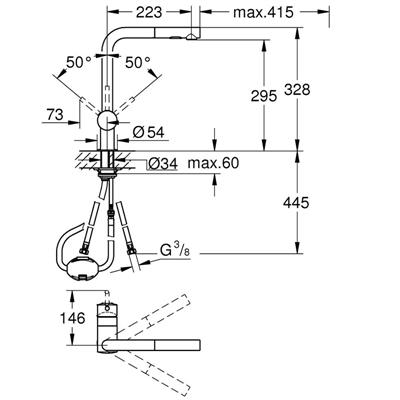 Miscelatore lavello grohe minta 30274000 con doccetta estraibile cromato