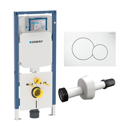 Modulo geberit duofix per vaso sospeso 114 cm con placca bianca e canotto