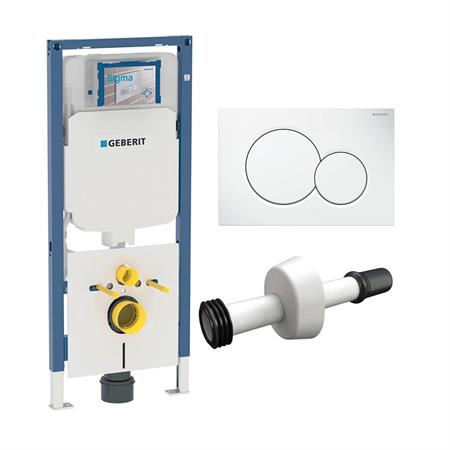 Modulo geberit duofix per vaso sospeso 114 cm con placca bianca e canotto