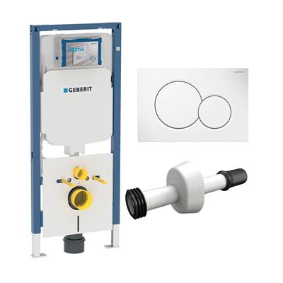 Modulo geberit duofix per vaso sospeso 114 cm con placca bianca e canotto