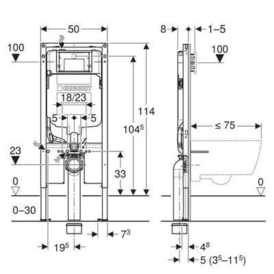 Modulo geberit duofix per vaso sospeso 114 cm con placca bianca e canotto