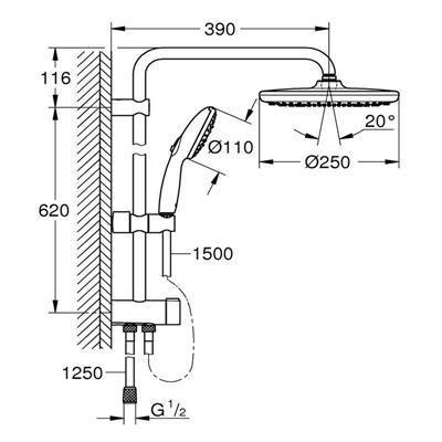 Colonna doccia grohe tempesta system cromata con deviatore